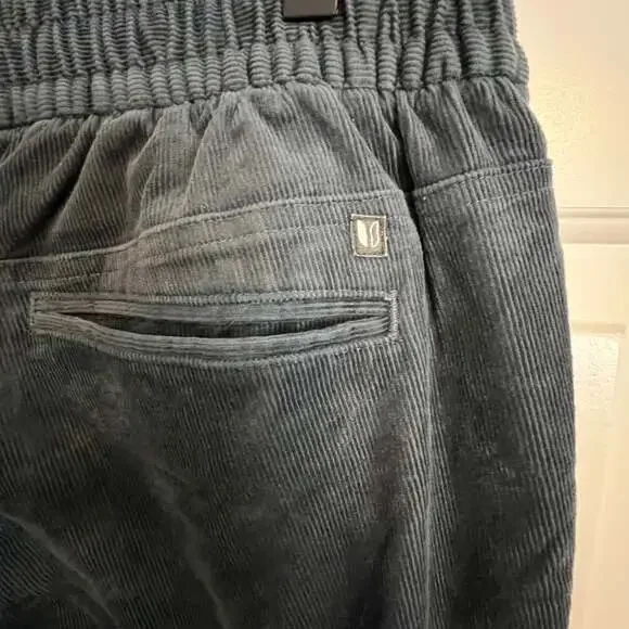 Linksoul Blue Grey Corduroy Drawstring Flat Front Pants - Picture 4 of 6